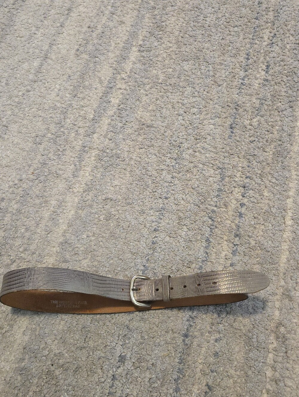 Vintage TexTan Gray Lizard Print Leather Belt Size 40 Made in USA Western